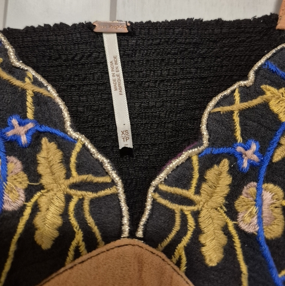 Free People Embroidered Floral Intimate Top - Black and Orange - Picture 2 of 4